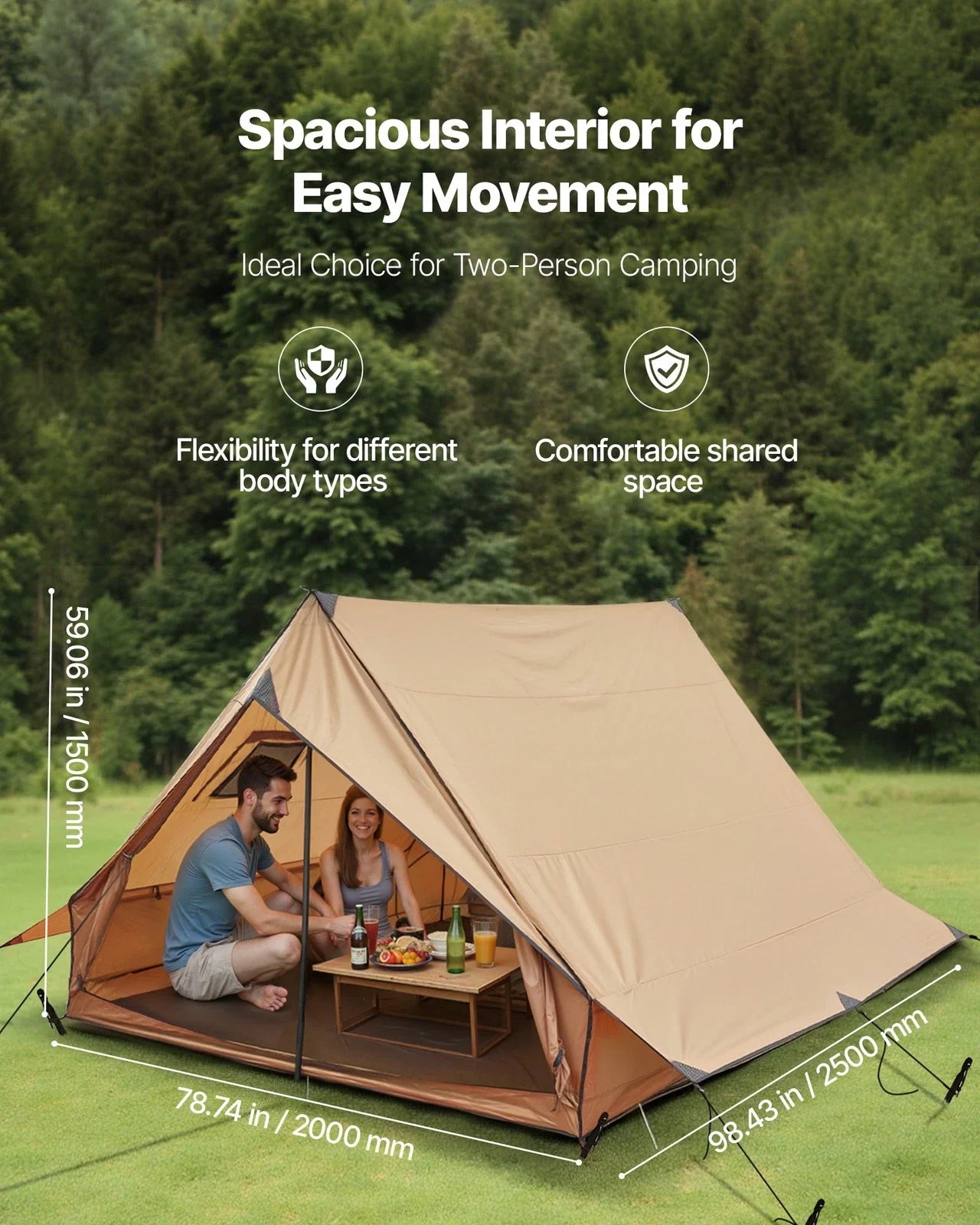 Cabin Hot Tent with Stove Jack & Ground Mat Lightweight 2 Persons Camping
